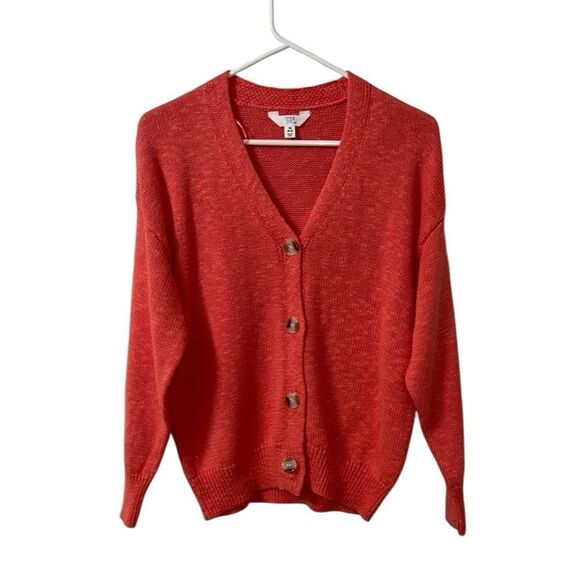Time and Tru CoralCotton Button Down Cardigan (Size XS) - Picture 3 of 7